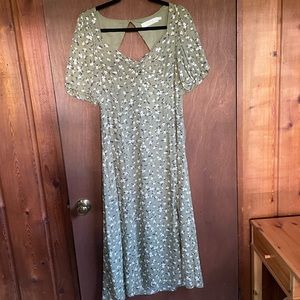 ASTR Puff Sleeve Floral Midi Dress